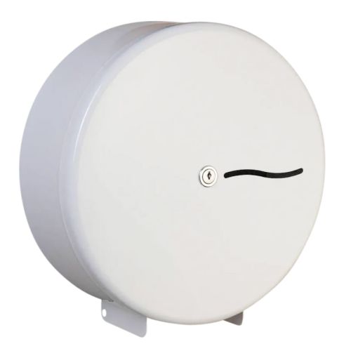White Steel Jumbo Toilet Roll Dispenser